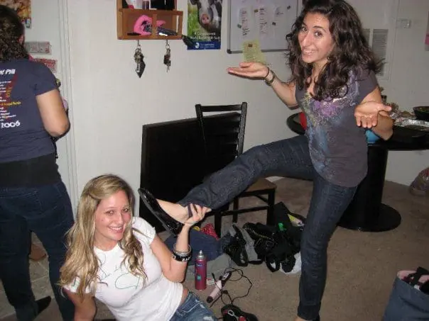 Jaya and I reenacting the day we went from being strangers (to awful dance partners) to best friends.