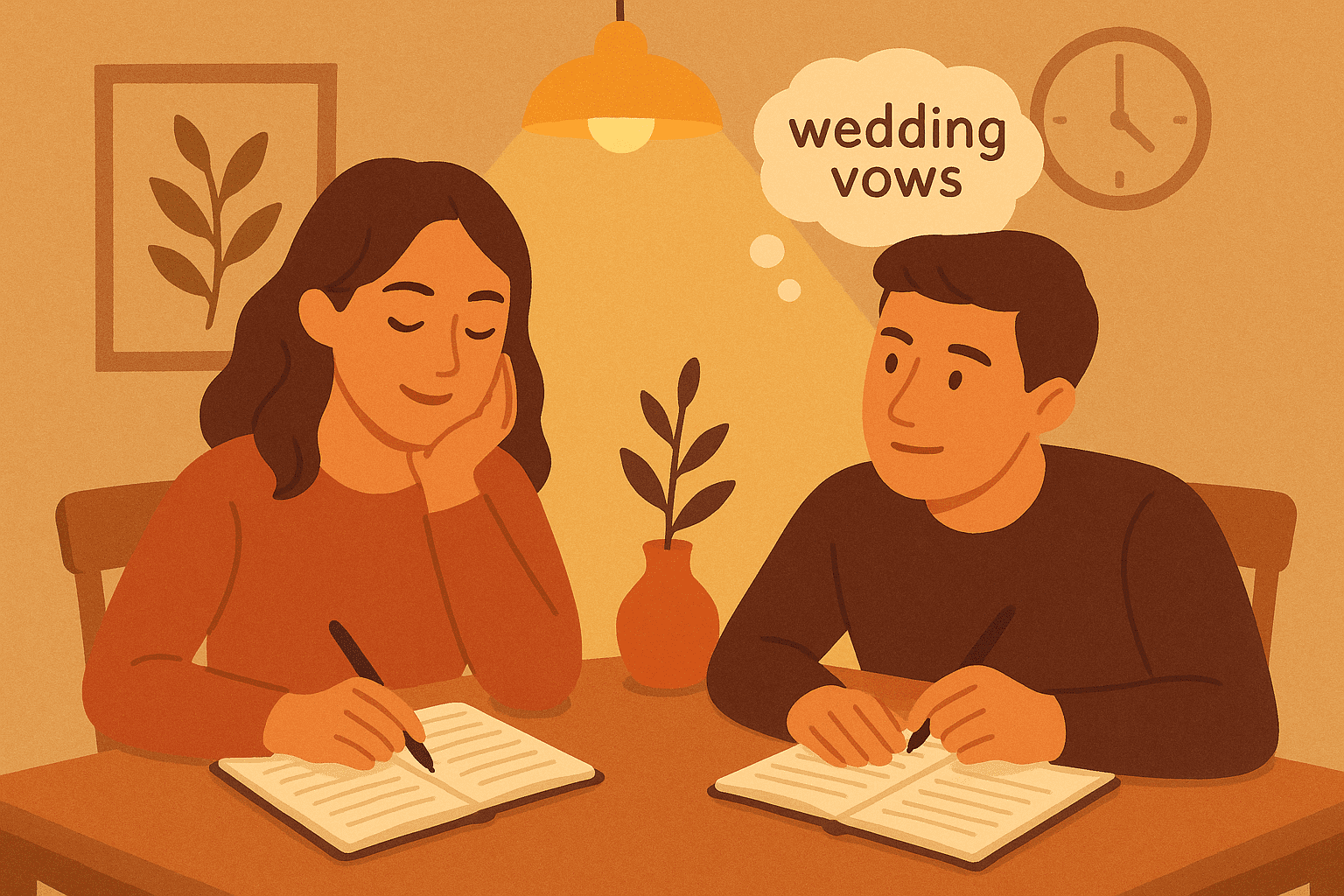 Couple discussing wedding vows together