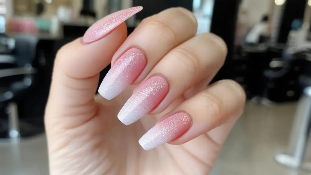 glitter pink ombre nails