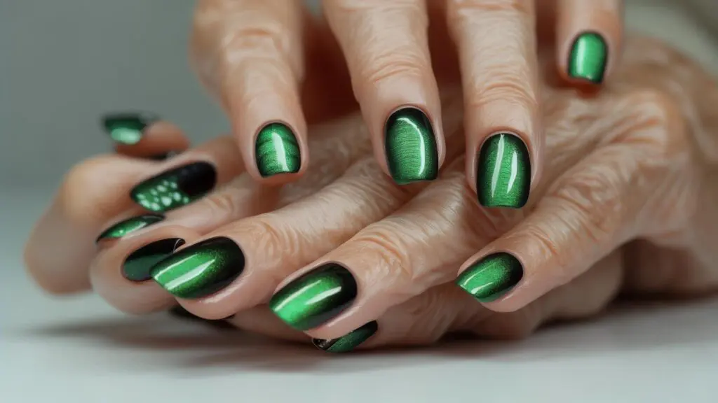 green cat eye nails