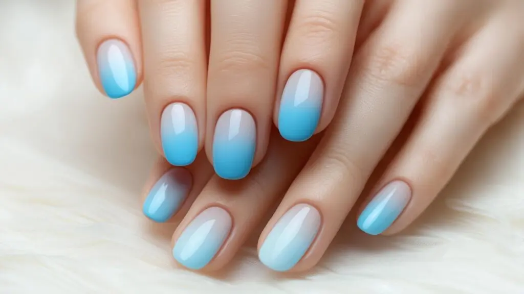 icy blue baby blue nails