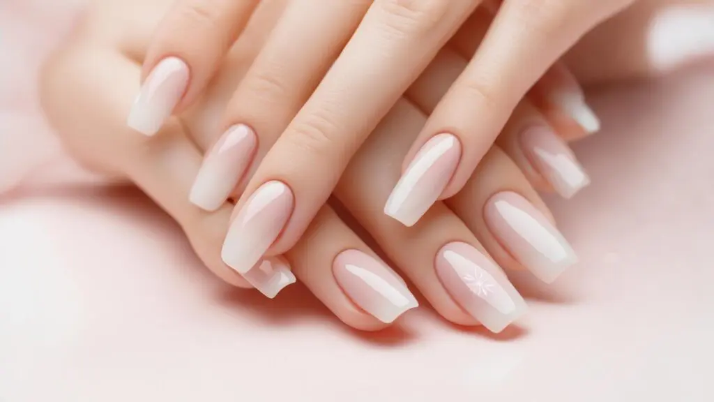 milky pink nails