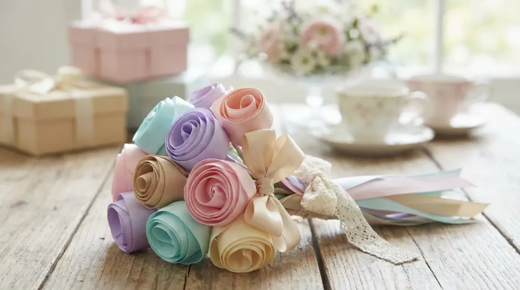 bridal shower bow bouquet