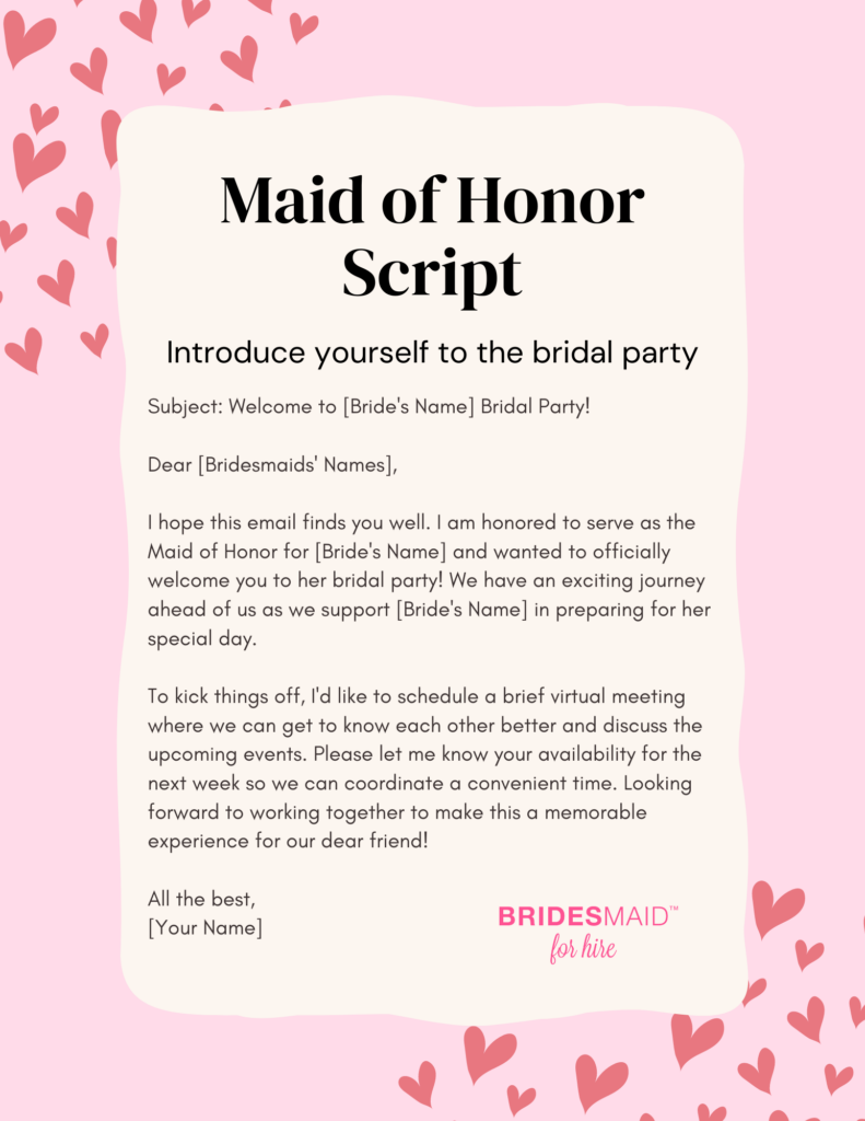 Introducing Yourself and Setting Expectations as the Maid of Honor
