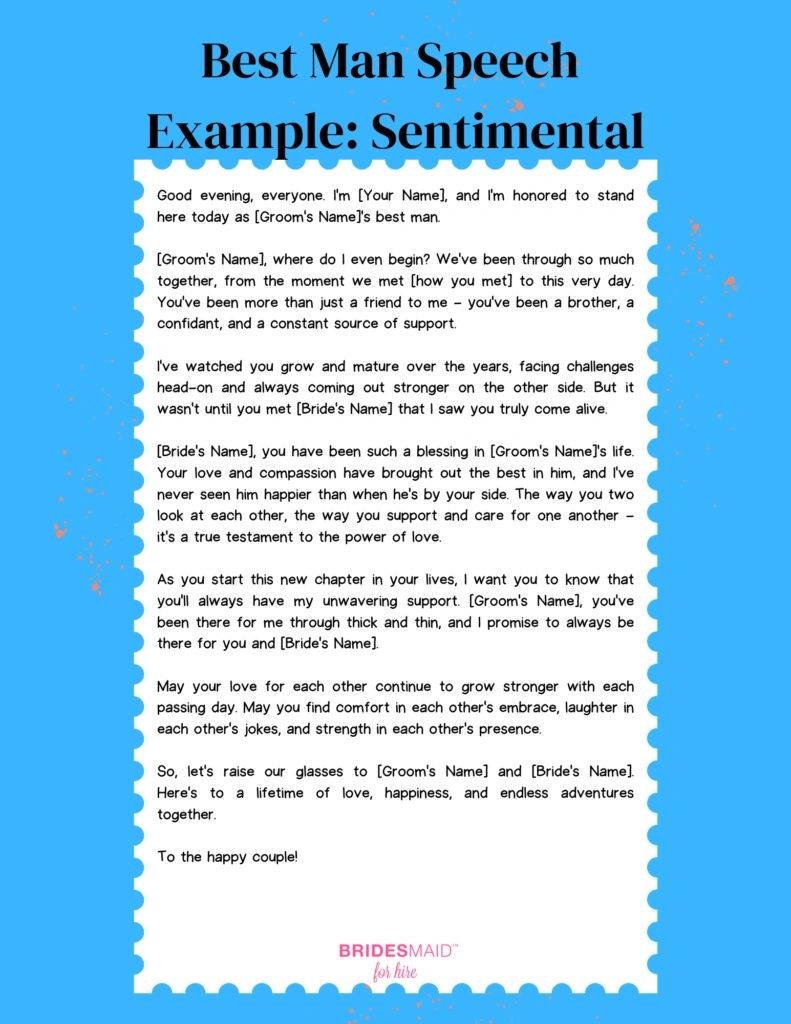 best man speech example sentimental