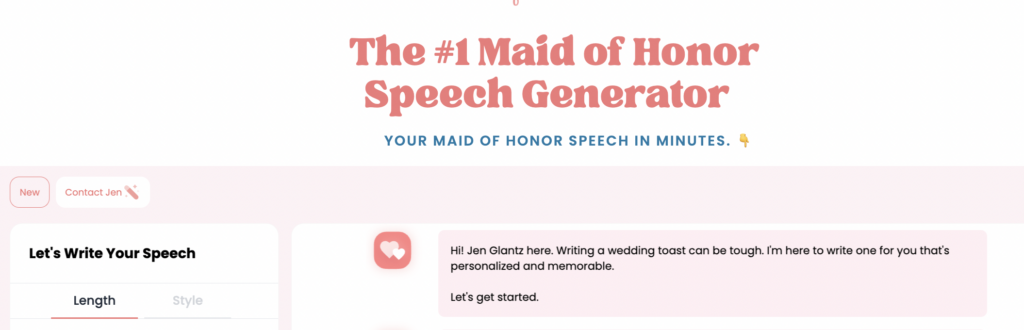 maid of honor speech tool