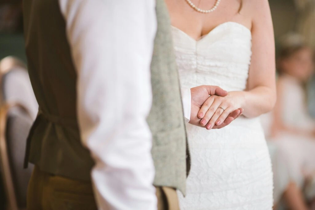 couple laughing at vow renewal