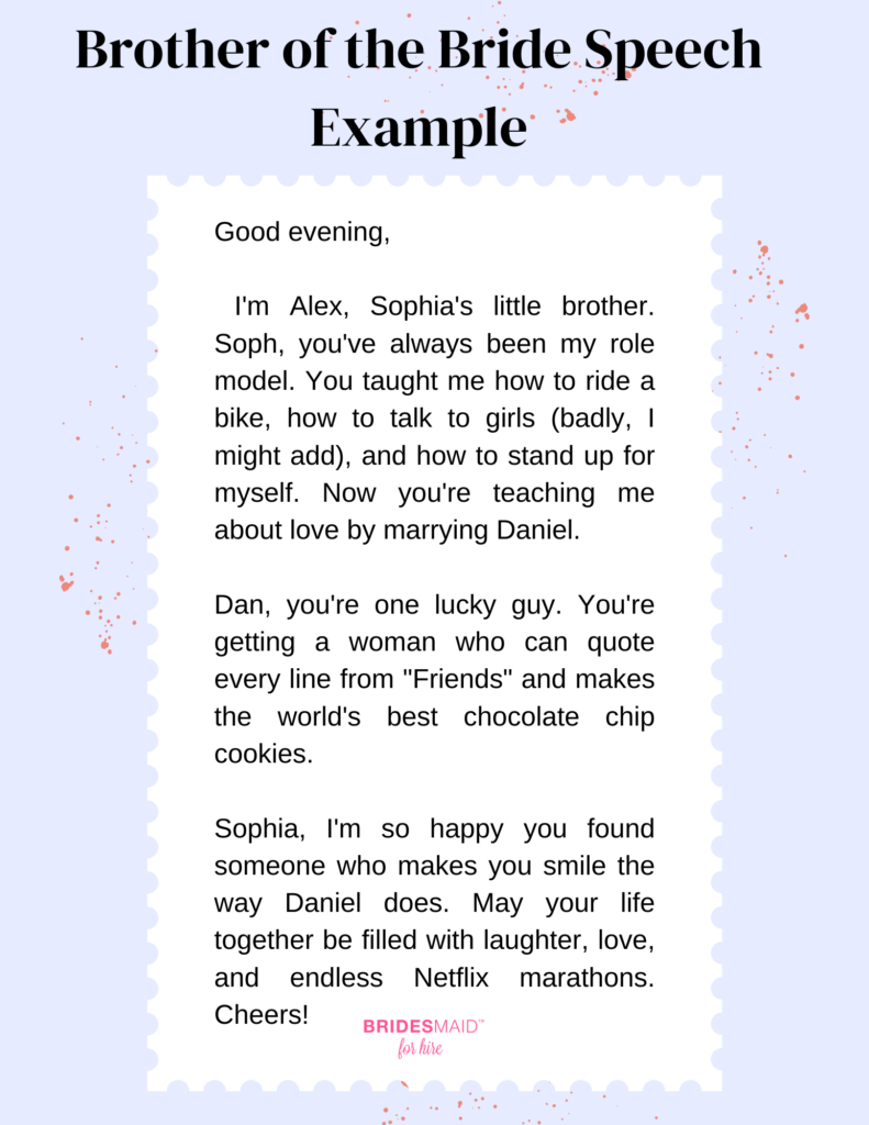 wedding speech example: brother of the bride