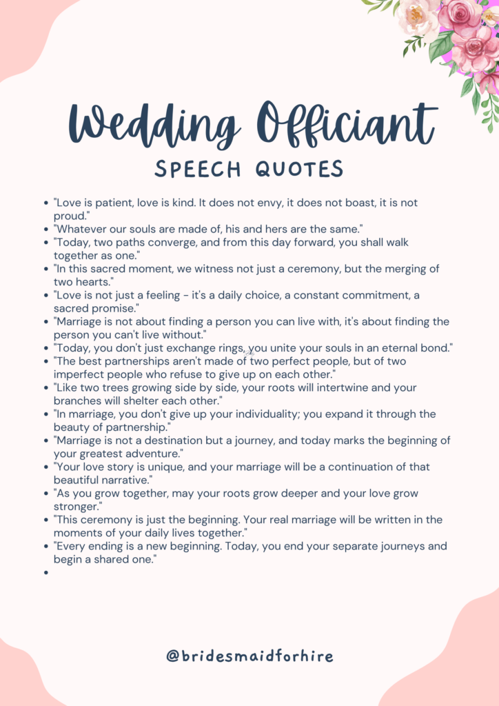 wedding officiant speech