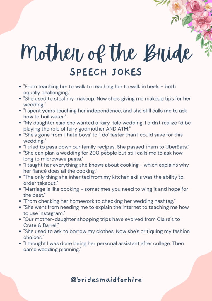 mother of the bride speech jokes