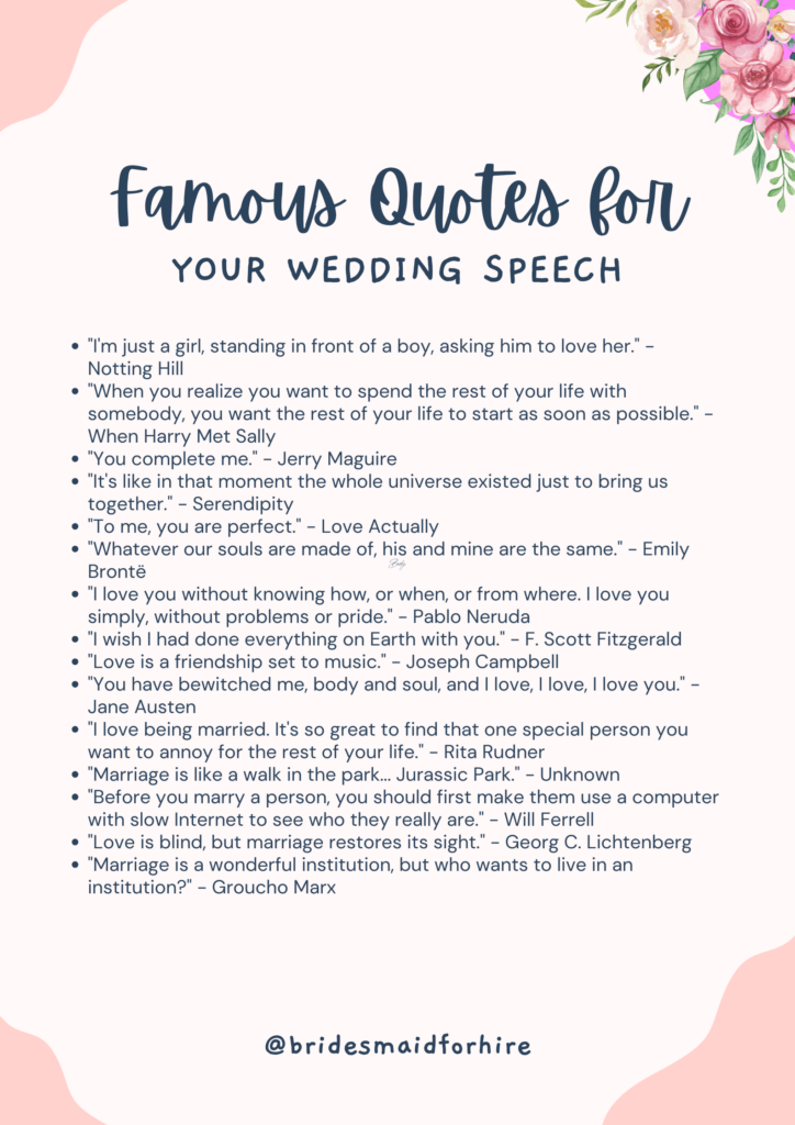 famous wedding speech quote