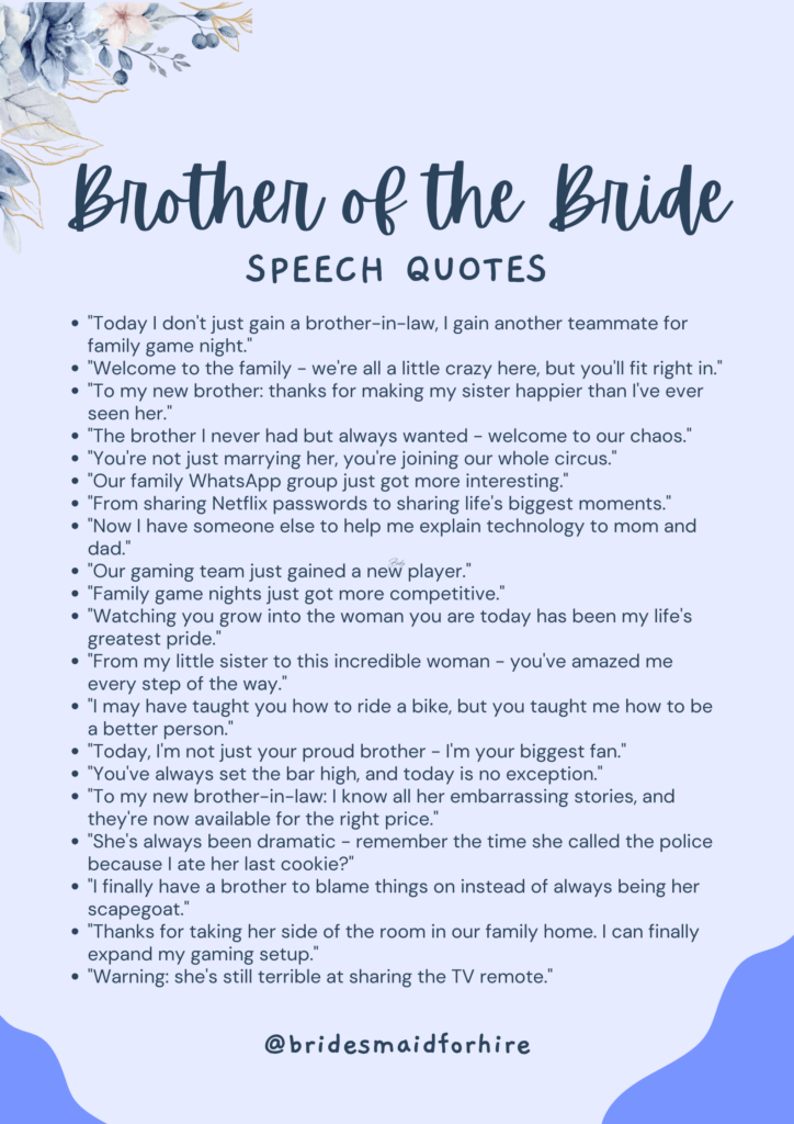 brother of the bride speech quotes