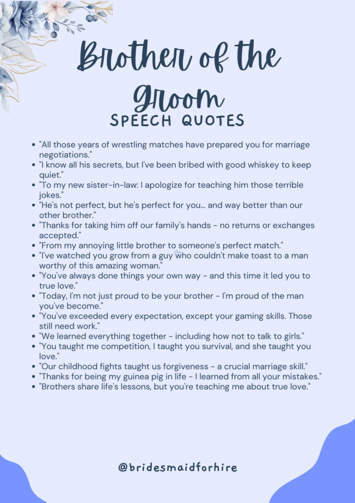 brother of the groom speech quotes