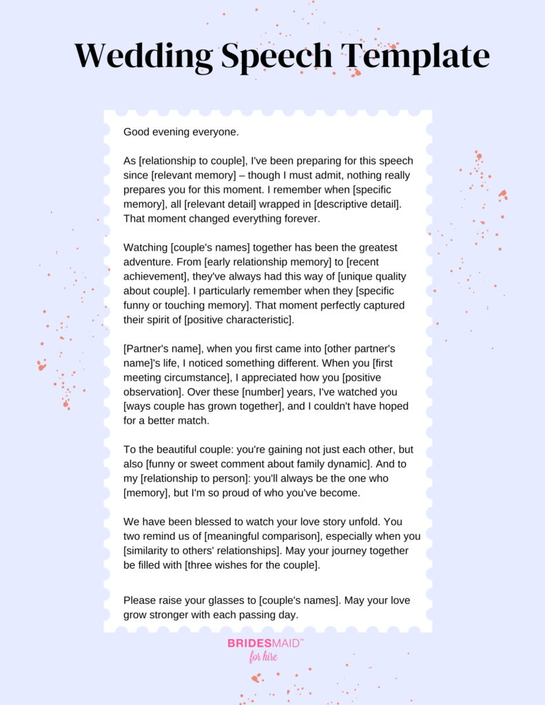 Wedding Speech Template