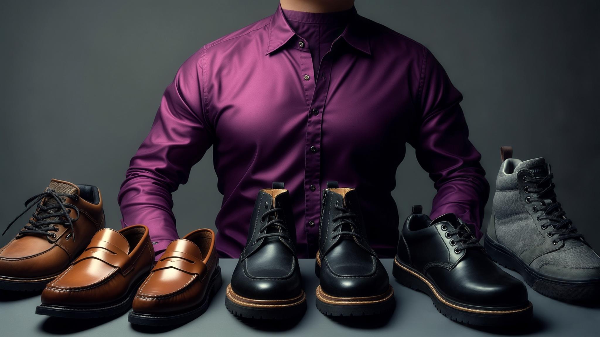 what color shoes go with purple shirt