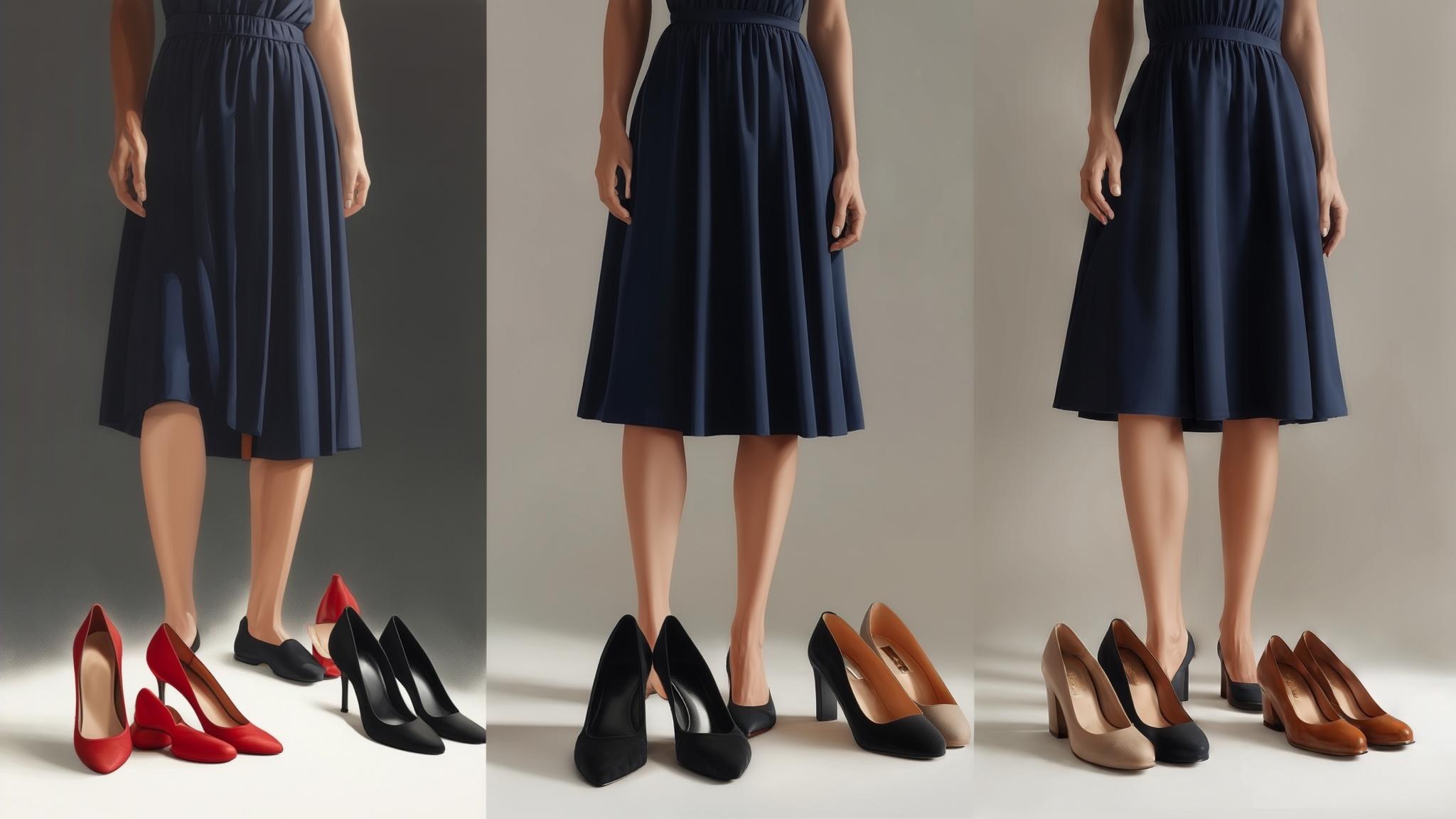 what color shoes go with a navy dress