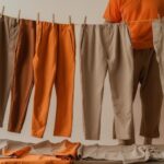 what color pants go with orange shirt