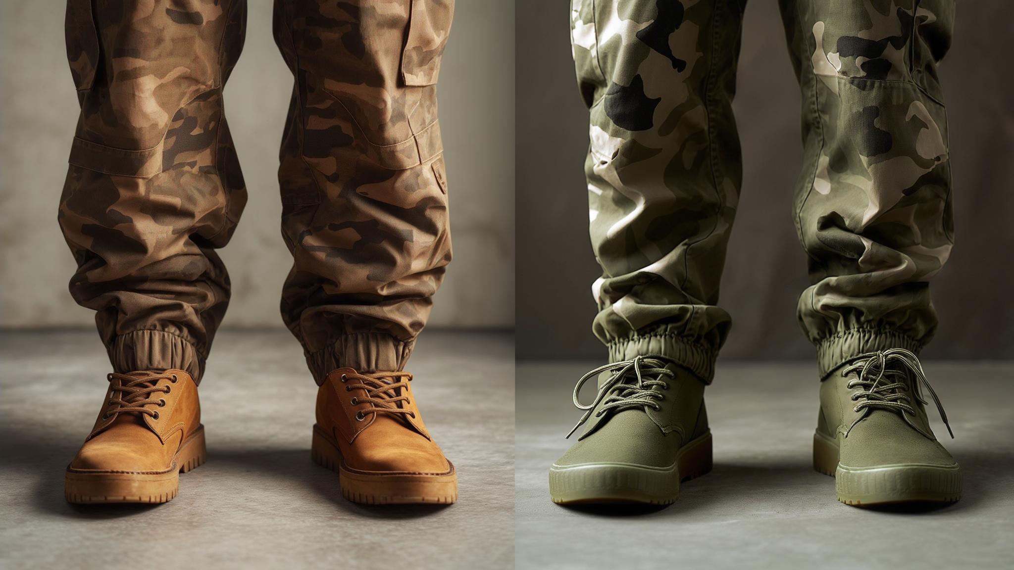 what color shoes go with camo pants
