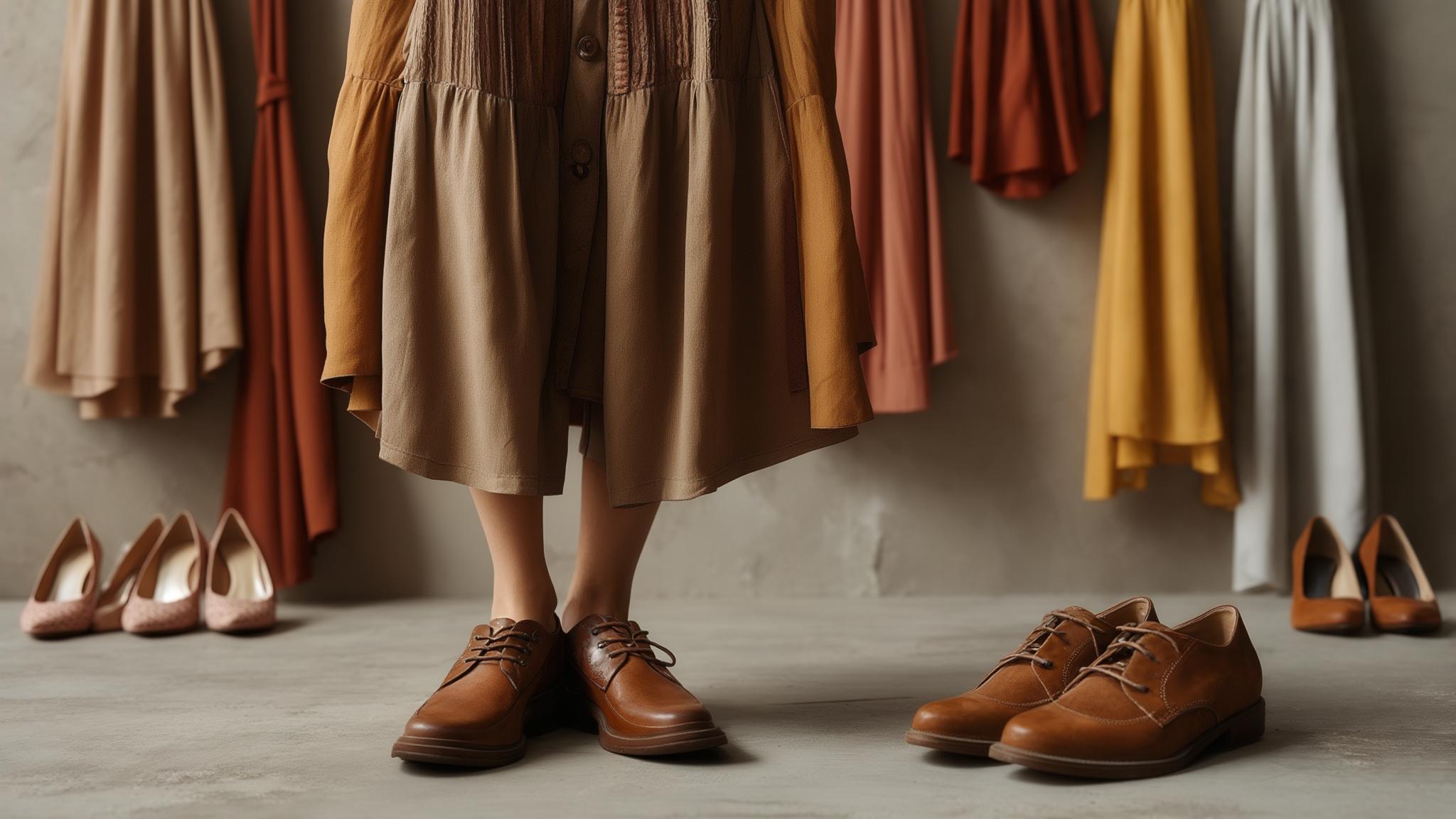 what color dress goes with brown shoes