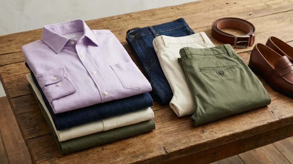 pants colors pair lavender shirt