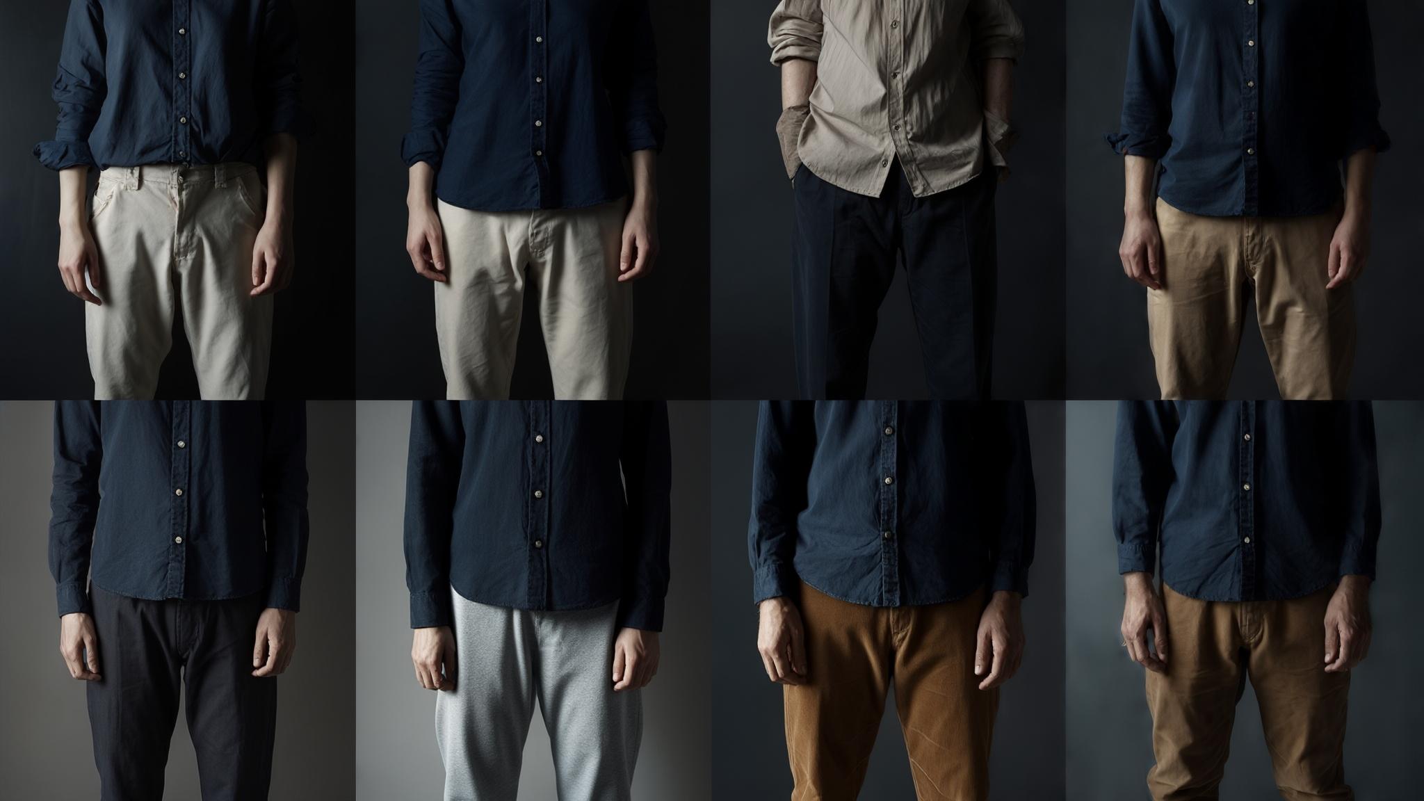 what color pants go with dark blue shirt