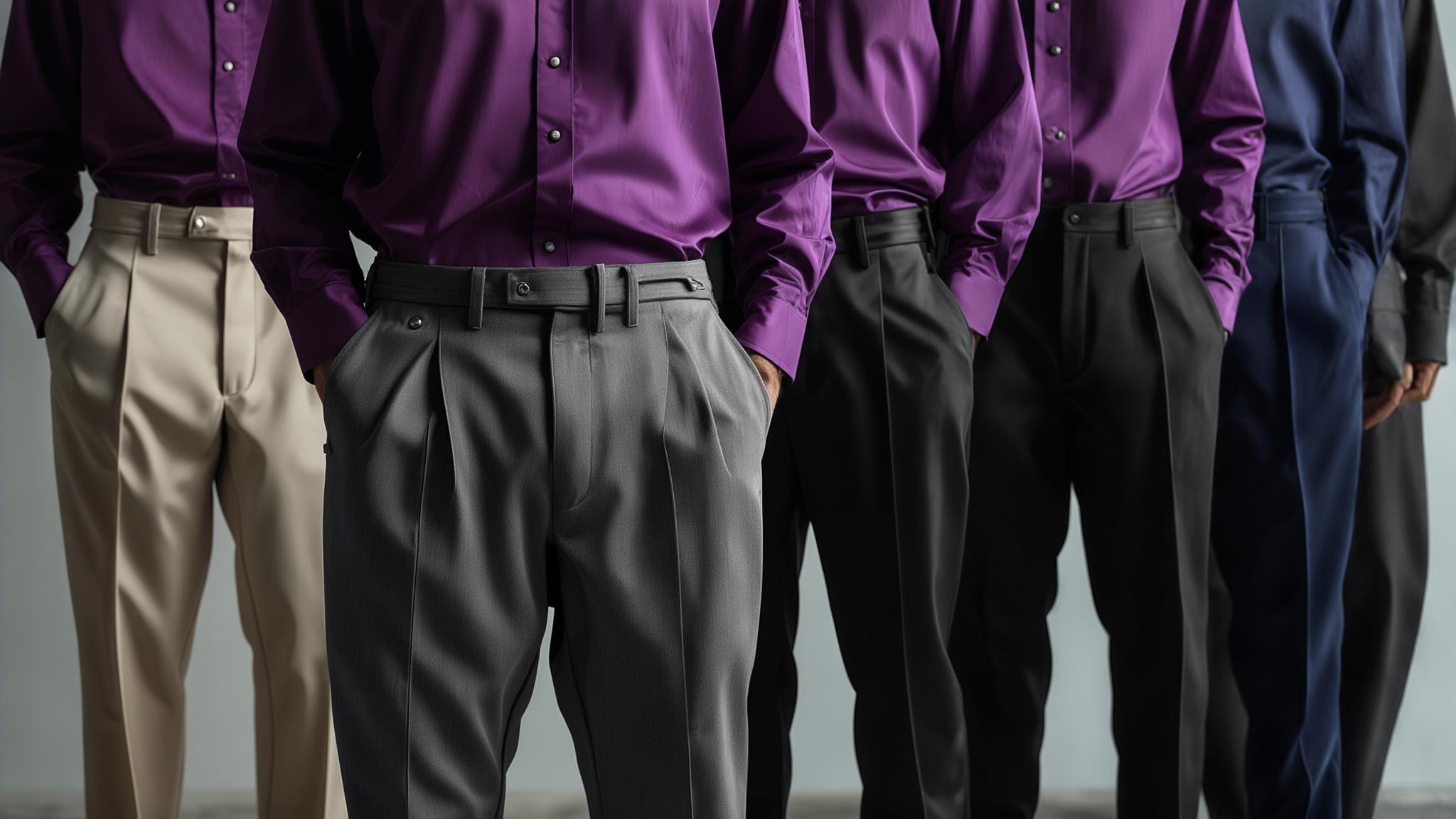 what color pants go with purple shirt
