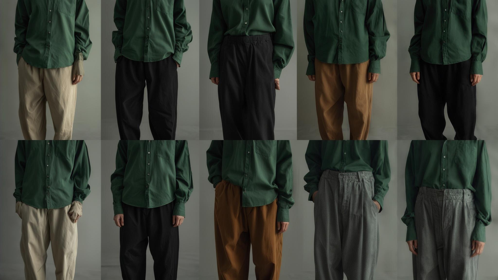 what color pants go with green shirt