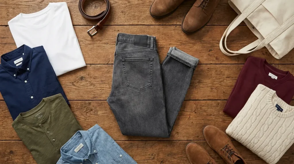 shirt colors pair grey jeans