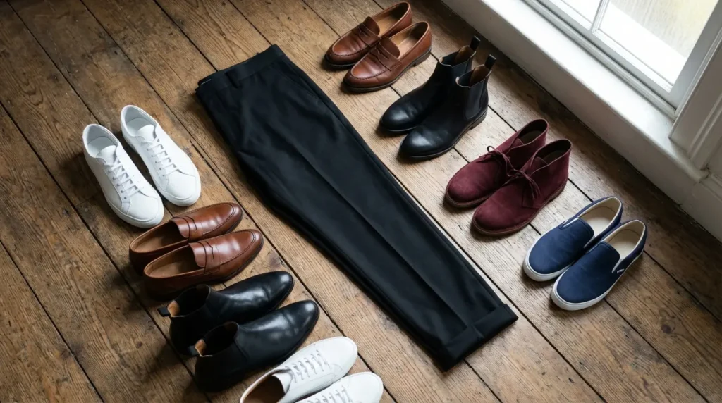 shoe colors black pants