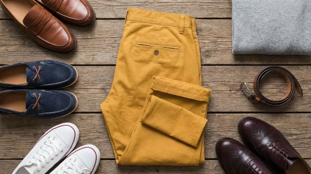 shoe colors yellow pants