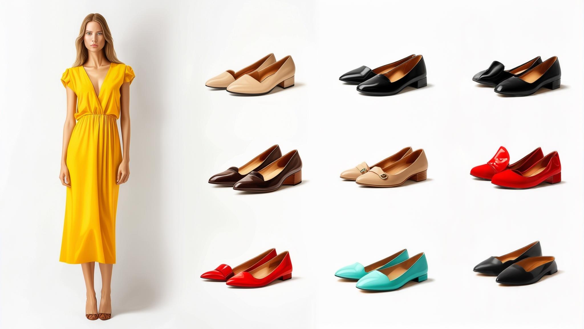 what color shoes go with a yellow dress