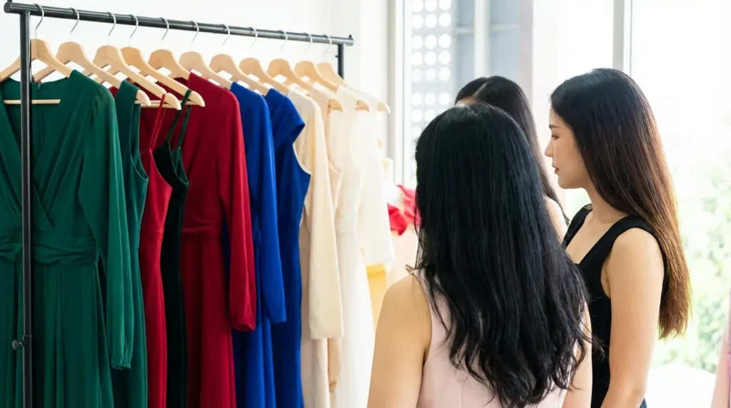 what color dress goes with black hair