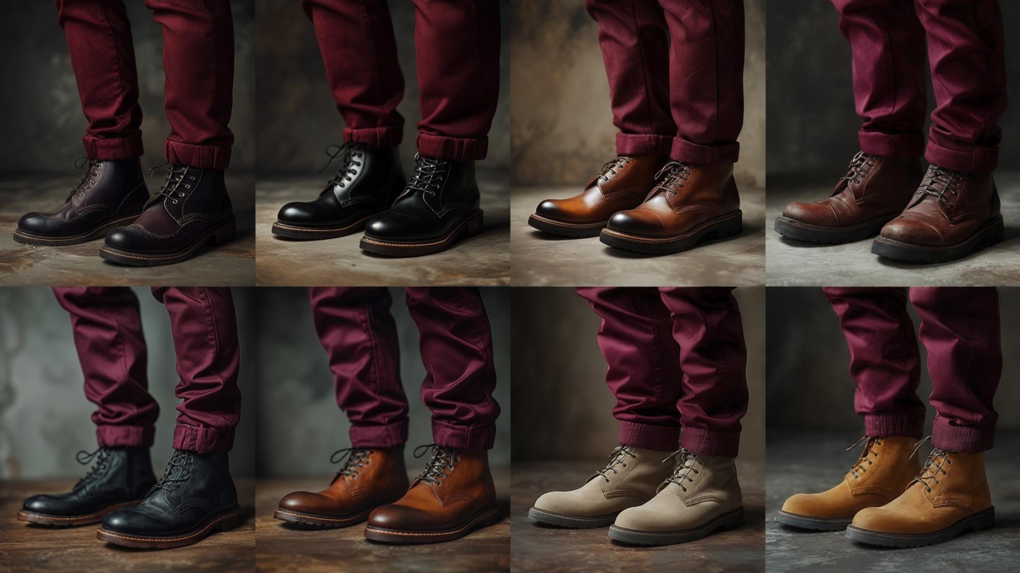 what color shoes go with burgundy pants