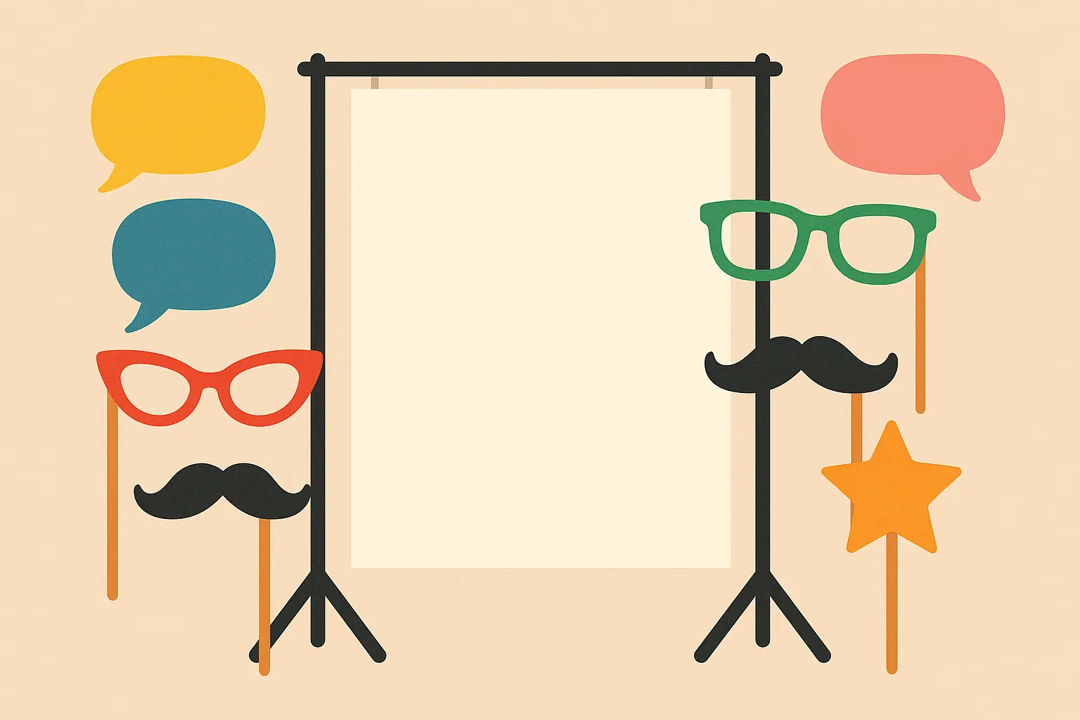 DIY photo booth props and backdrop setup