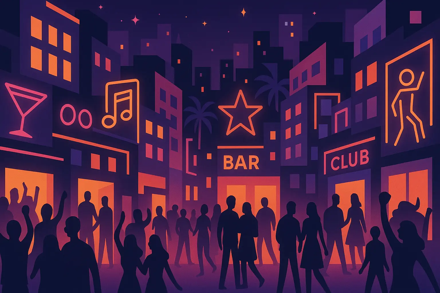 Urban bachelor party nightlife scene