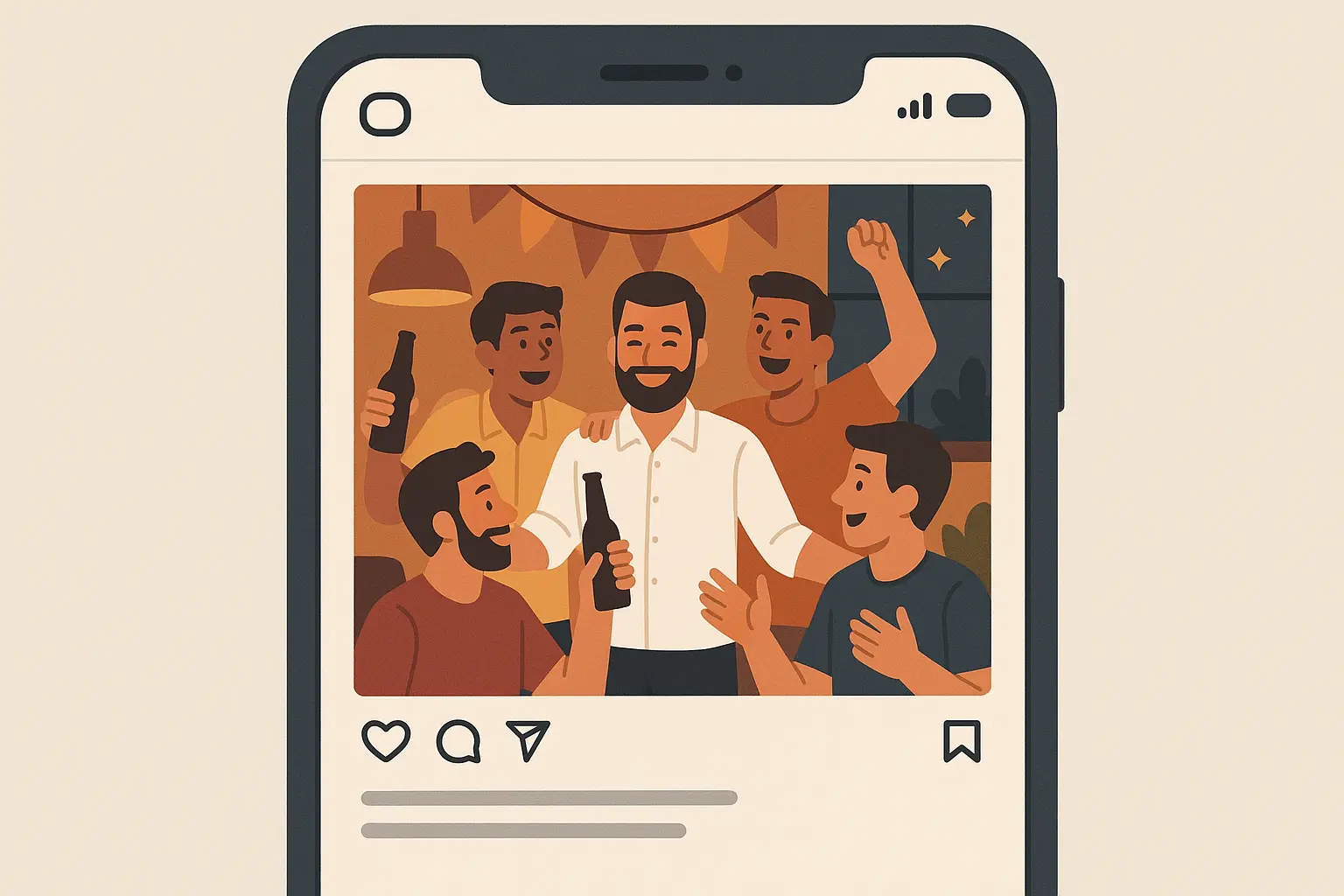 Bachelor party celebration with drinks and friends