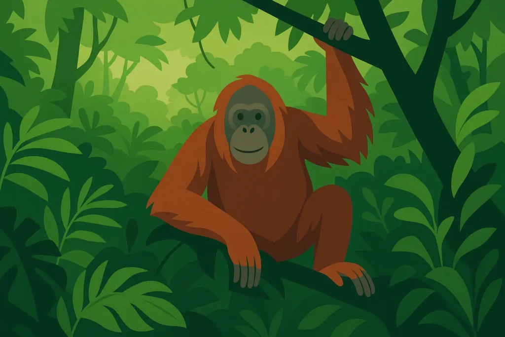Borneo wildlife expedition showing orangutan in natural habitat