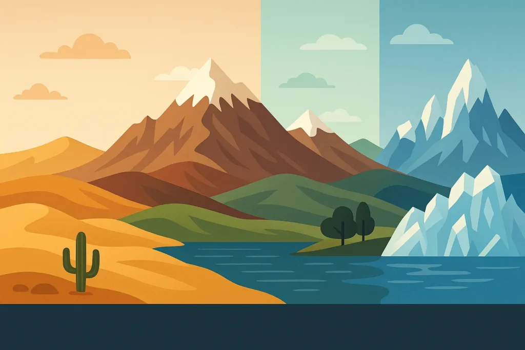 Chile landscape diversity from desert to glaciers