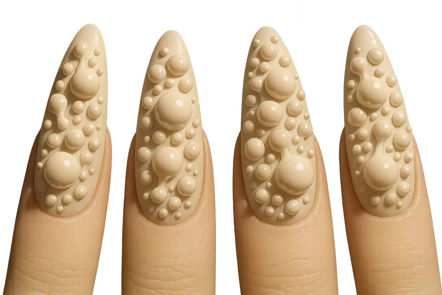3D bubble nail art with raised sculptural elements