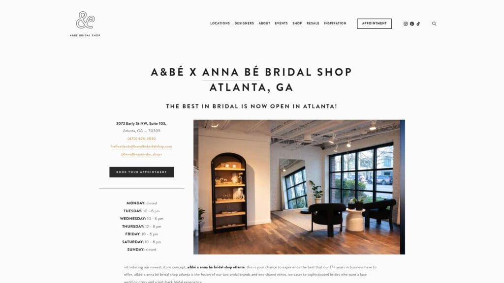 A&Bé Bridal Shop Atlanta interior