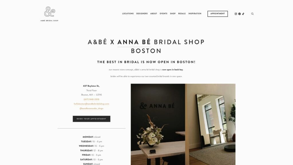 A&bé x Anna bé Bridal Shop Boston interior