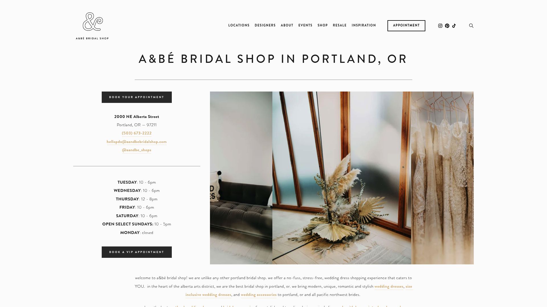 A&bé Bridal Shop Alberta Arts District Portland location
