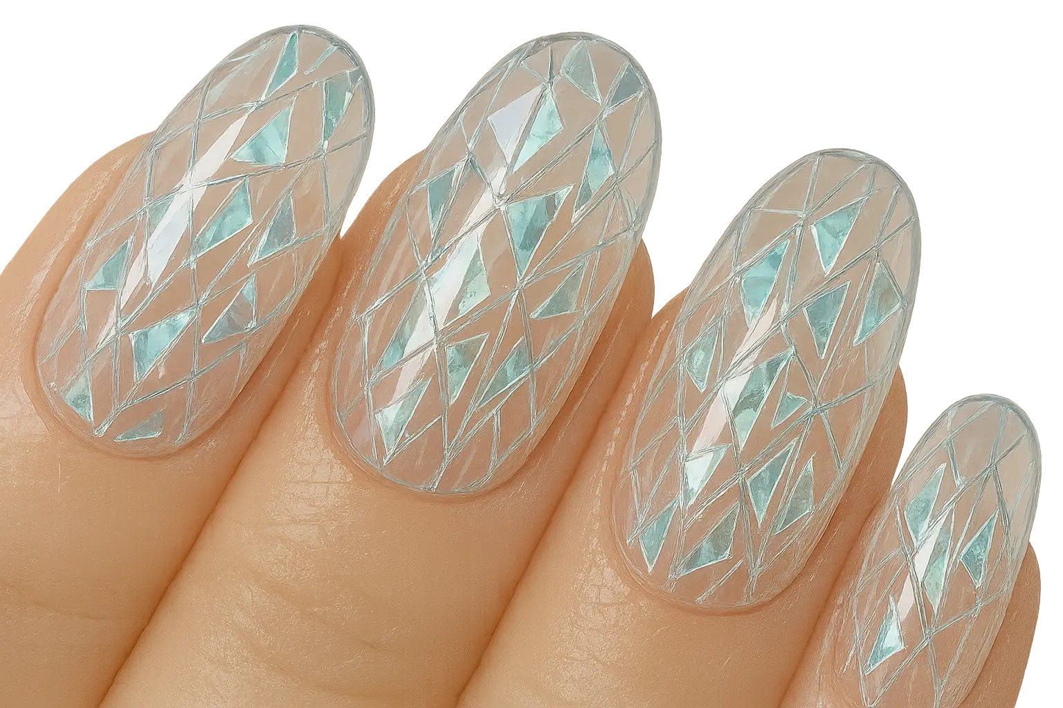 Glass nail effect with holographic finish