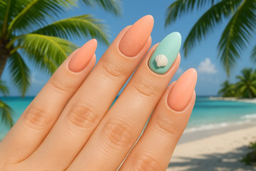 Beach destination wedding nail designs