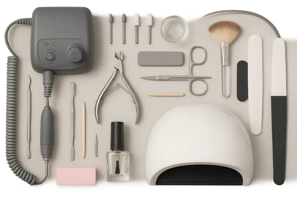 Various nail treatment tools and products