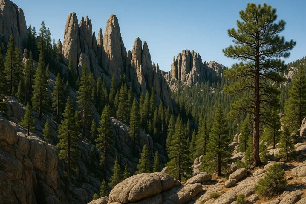 Hikers on Black Hills trail with mountain views