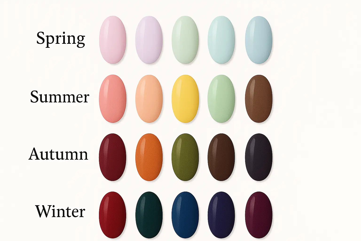 Seasonal and trendy oval nail favorites