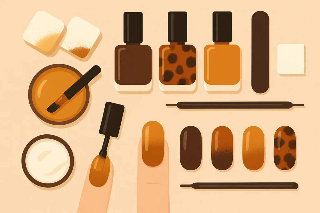 DIY sponge technique for creating tortoise shell nail patterns