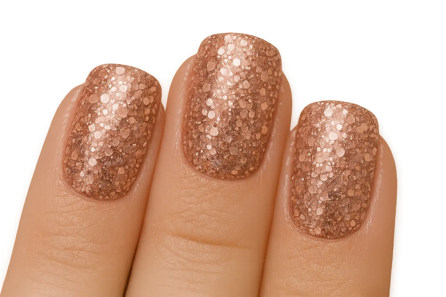 Rose gold chunky glitter nail design