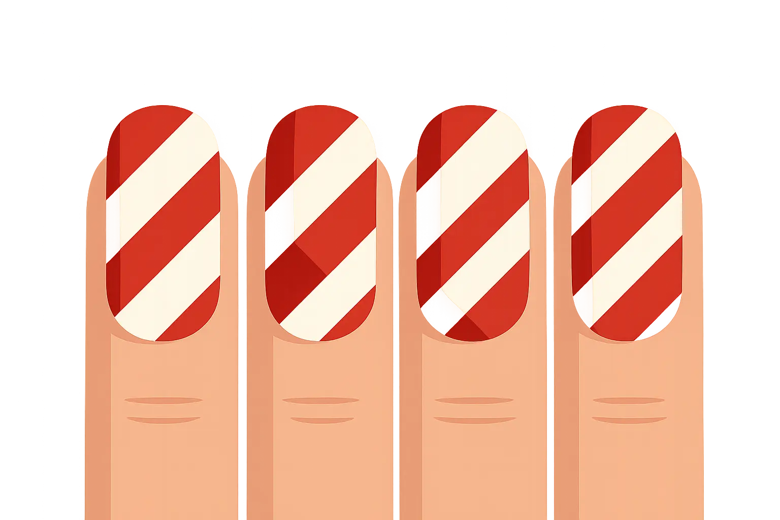 Geometric minimalist candy cane nail design